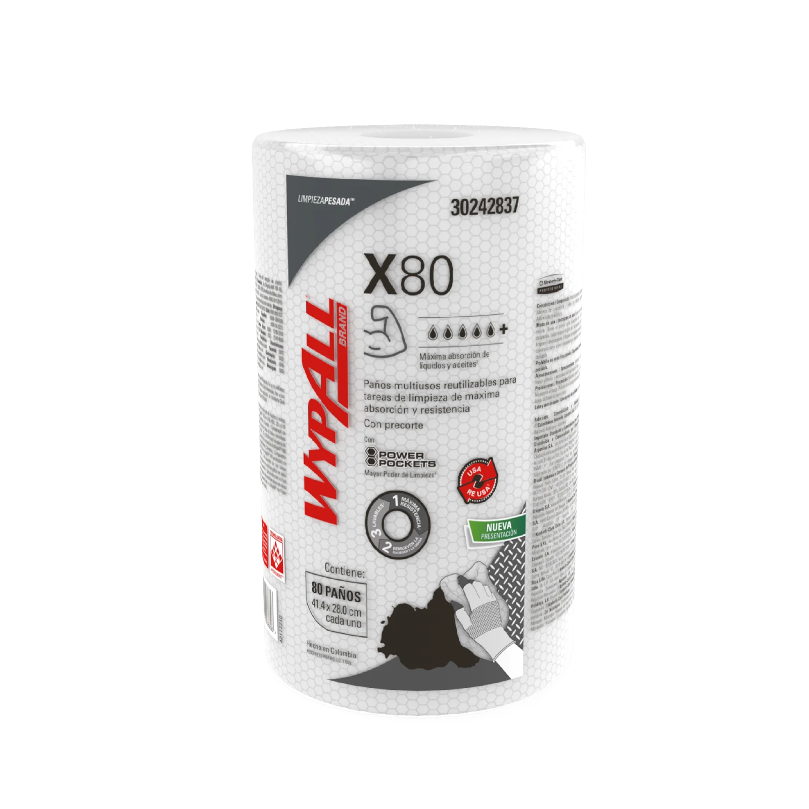 WypAll Paño de limpieza X80 Rollo Regular | 30242837